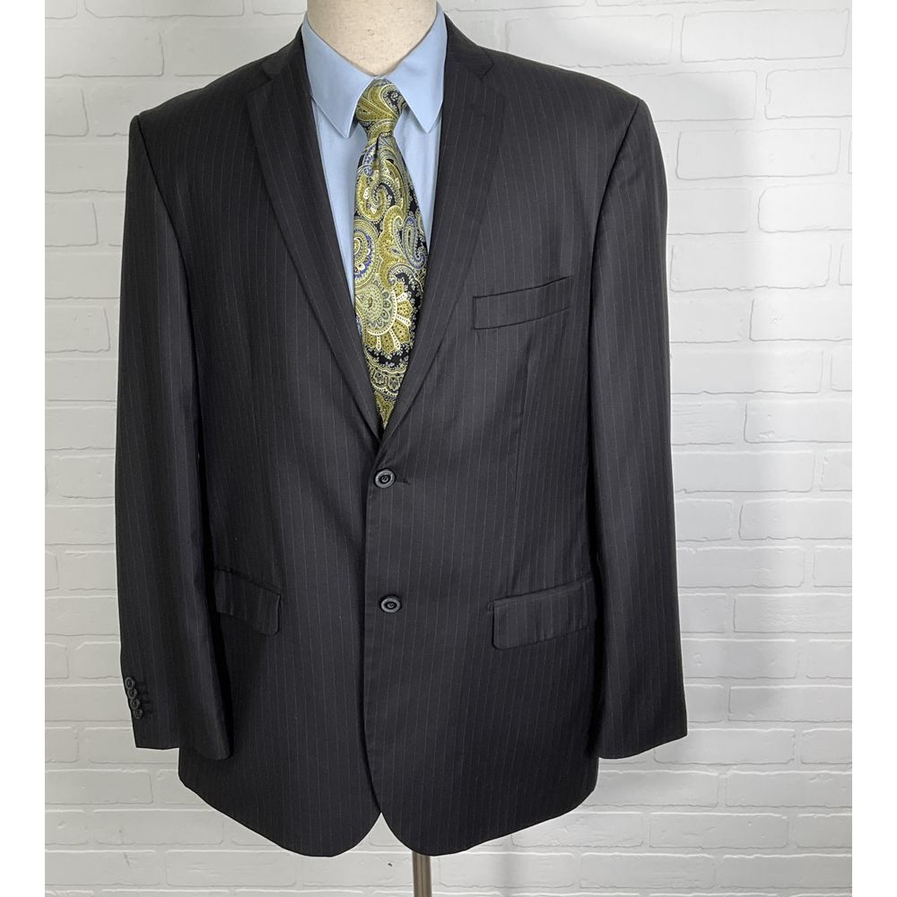 Imani Uomo Blazer Men‎ 46L Black White Pinstripe Super 150s Slim Fit Jacket